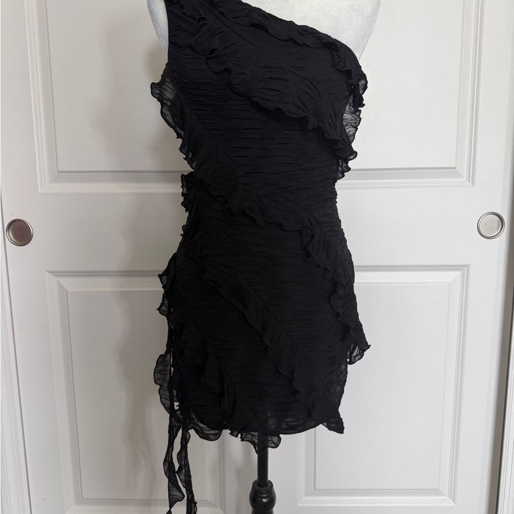 Zara Black One-Shoulder Bodycon Dress